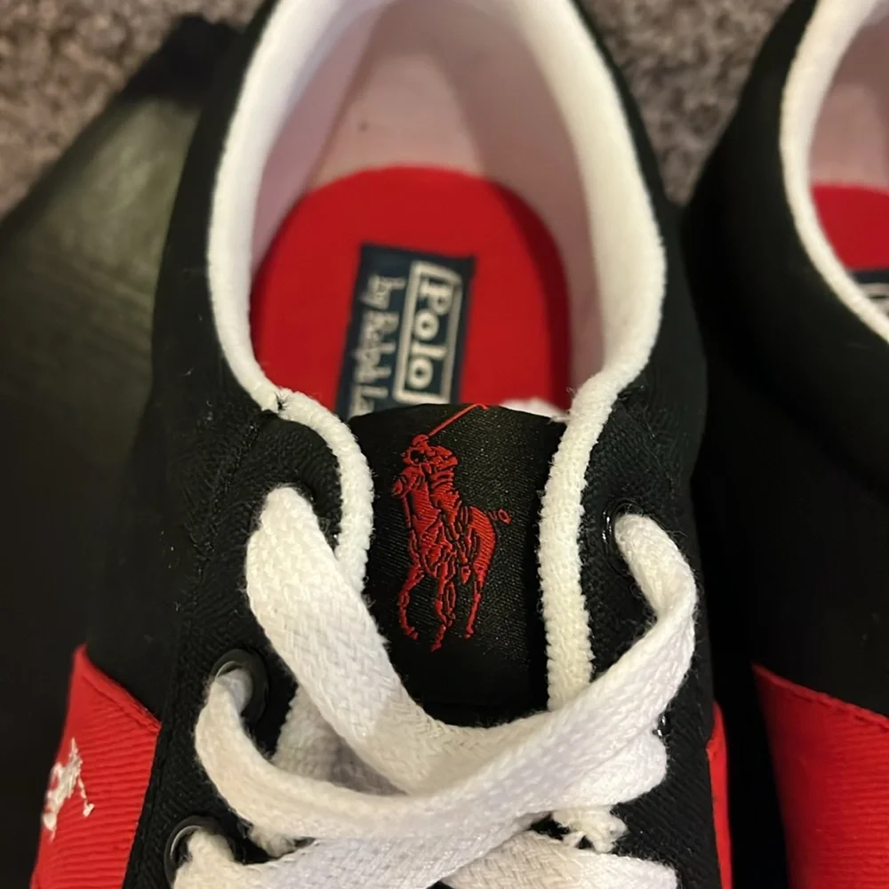 Polo Ralph Lauren Giles Boat Deck shoes sneakers new black red Mens Size 13